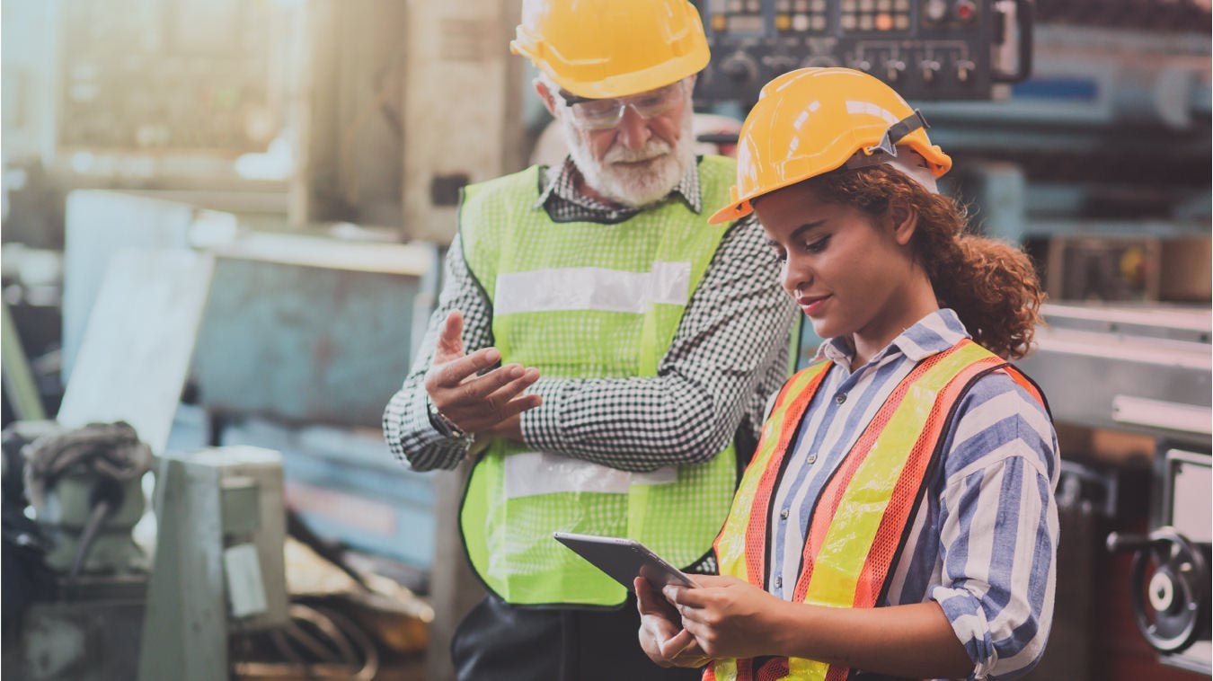 Workers talking